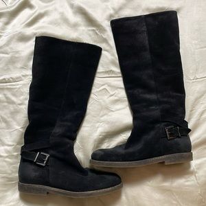 Sacco: Pull-on Suede Boots w/faux shearling and crepe sole